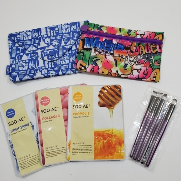 SOO AE Other - Beauty bundle 3 face masks, makeup brushes and cosmetic bags NWT